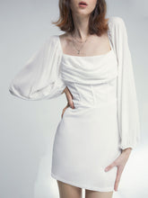 Loose Long Sleeve Corset Bodice Mesh Mini Dress